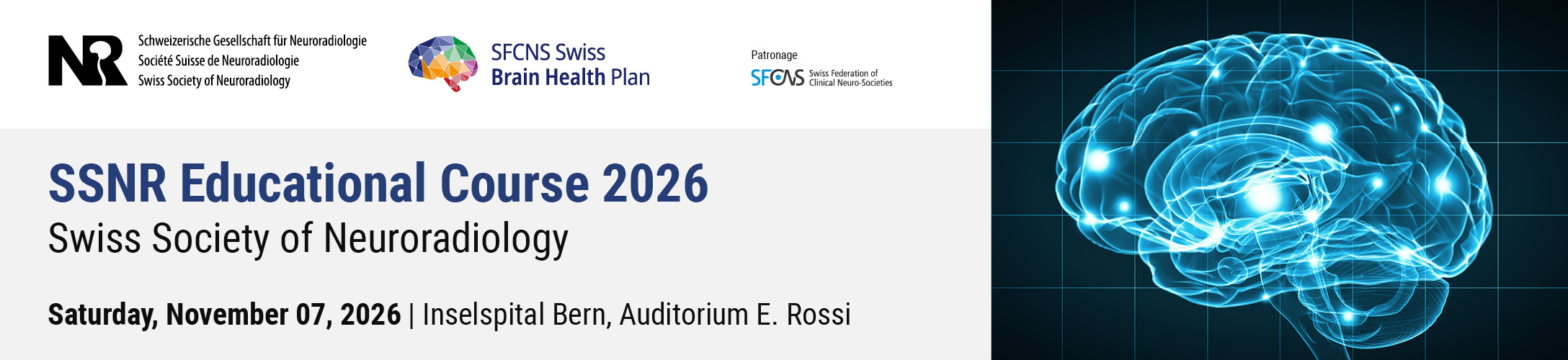 Header banner for the conference: SSNR Educational Course 2026. This goes from 7 November 2026 to 7 November 2026.
